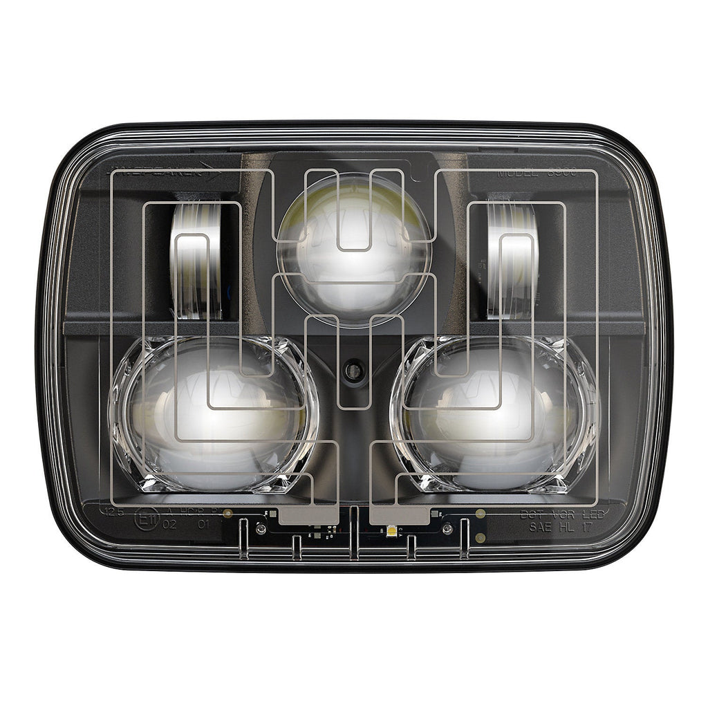 Led High & Low Beam Heated 5x7 Headlight With Black Inner Bezel